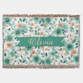 Vintage Spring Green Floral Personalized Decke