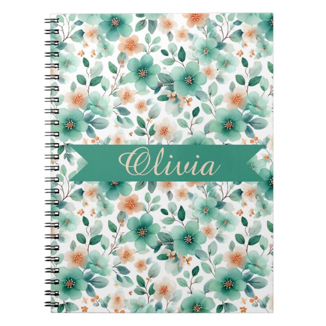 Vintage Spring Green Floral Personalized Notizblock (Vorderseite)