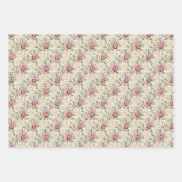 Vintage Spring Letter Floral Gift Wrap 3 Sheet Set Geschenkpapier Set