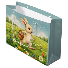 Vintage Spring Meadow Easter Bunny Große Geschenktüte