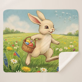 Vintage Spring Meadow Easter Bunny Sherpadecke