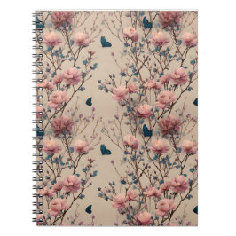 Vintage Spring Roses with Blue Butterflies Notizblock