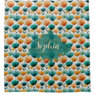 Vintage Spring Yellow and Green Floral Duschvorhang