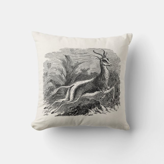 Vintage Springbok-Antilopen-Gazelle personalisiert Kissen (Vorderseite)