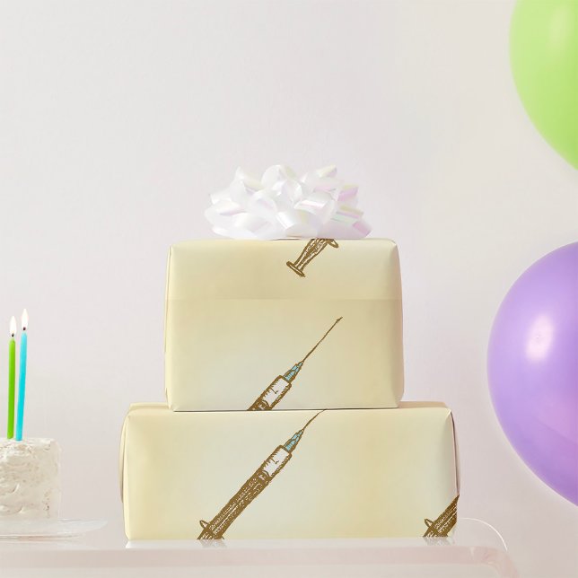 Vintage Spritze Medizinische Gesundheitspflege Ske Geschenkpapier (Von Creator hochgeladen)