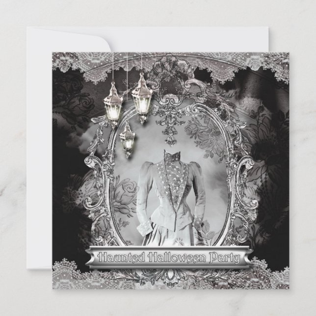 Vintage Spuk Lady Halloween-Party Einladung (Vorderseite)