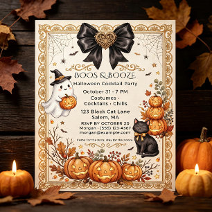 Vintage Spuk und Schnaps Halloween-Cocktailparty Einladung