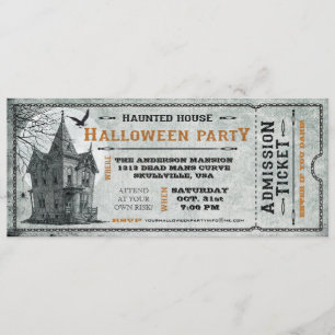 Vintage Spukhaus Halloween-Party-Ticket II Einladung