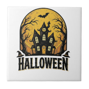 Vintage Spukhaus Halloween-Shirt-Design_1 Fliese