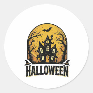 Vintage Spukhaus Halloween-Shirt-Design_1 Runder Aufkleber