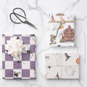 Vintage-spukiger Cottagecore-Halloween  Geschenkpapier Set