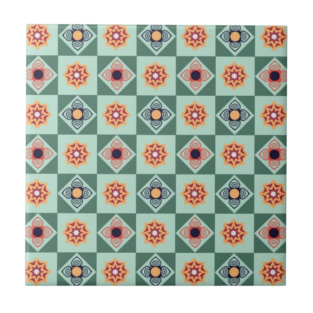 Vintage Square Retro-Muster Fliese (Vorderseite)