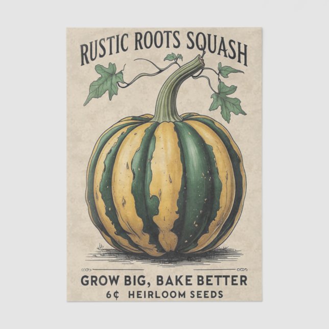 Vintage Squash Rustic Fall Harvest Decoupage Seidenpapier (Vorderseite)