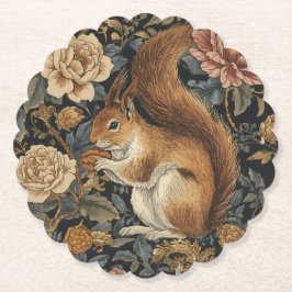 Vintage Squirrel and Flowers Pattern Untersetzer