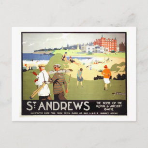 Vintage St. Andrews Schottland Reiseplakat Postkarte