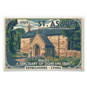 Vintage St Asaph Wales Reiseplakat - Wales Fotodruck