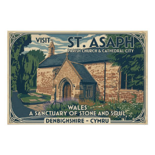 Vintage St Asaph Wales Reiseplakat - Wales Poster