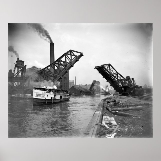 Vintage St. Bascule Bridge, Chicago, Illinois Poster (Vorne)