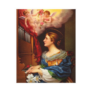 Vintage St. Cecilia mit Angels Musiker Leinwanddruck