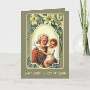 Vintage St. Joseph Floral Memorare-Gebet Karte