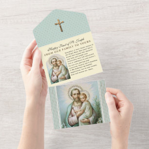 Vintage St. Joseph Jesus religiöse Schrift All In One Einladung