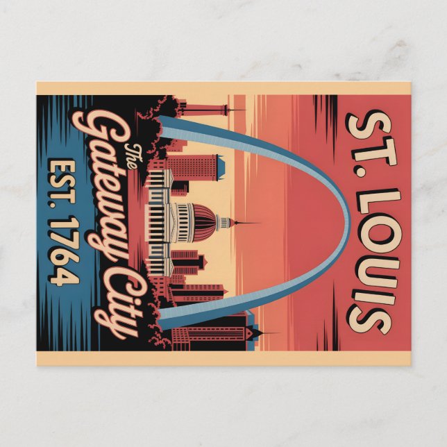 Vintage St. Louis Missouri Retro Travel Poster Postkarte (Vorderseite)