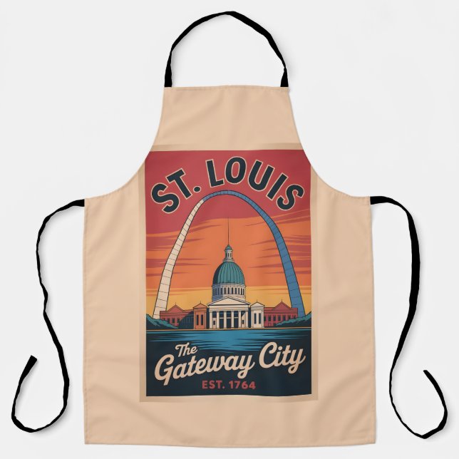 Vintage St. Louis Missouri Retro Travel Poster Schürze (Vorderseite)