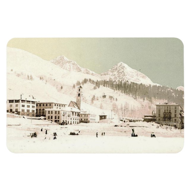 Vintage St-Moritz, Schweiz - Magnet (Horizontal)