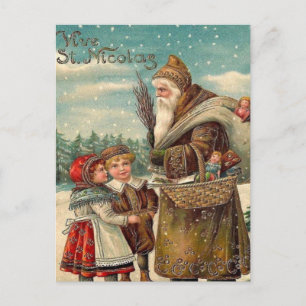 Vintage St. Nikolaus-Geschenk für Kinder Weihnacht Postkarte