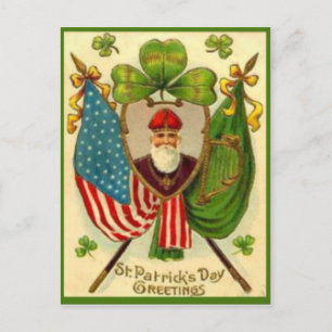 Vintage St. Patrick Amerikanische Flagge St. Patri Postkarte