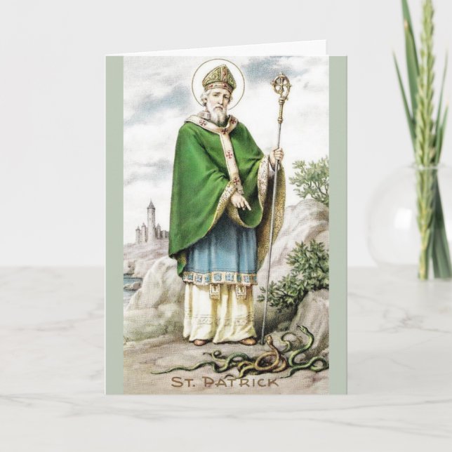 Vintage St. Patrick and Snakes Grußkarte Karte (Vorderseite)