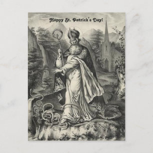 Vintage St. Patrick vertreibt Schlangen aus Irland Postkarte