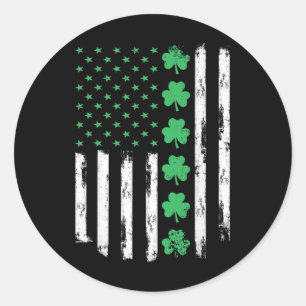 Vintage St. Patrick's Day Amerikanische Flagge Sha Runder Aufkleber