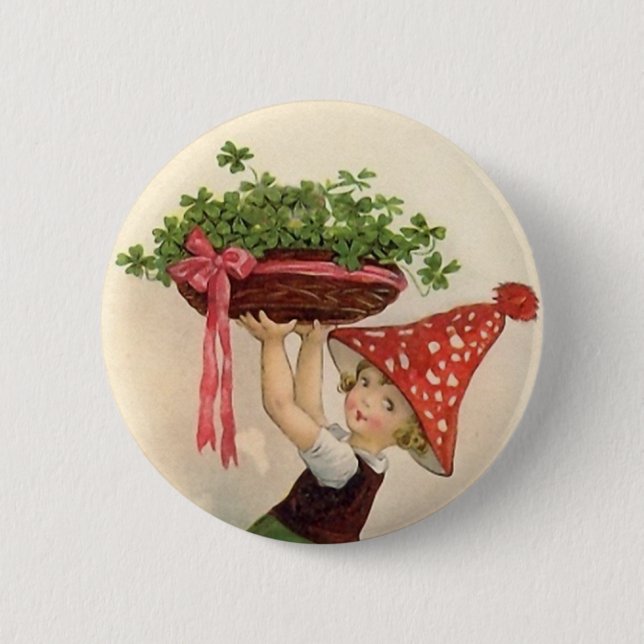 Vintage St. Patrick's Day Anstecker Button (Vorderseite)