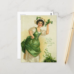 Vintage St. Patrick's Day Dame Postkarte