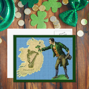 Vintage St. Patrick's Day Erin's Isle Zwei Postkarte