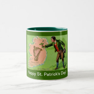 Vintage St. Patrick's Day Erin's Isle Zweifarbige Tasse
