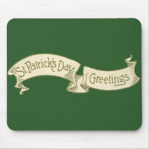 Vintage St. Patrick's Day Grüße Golden Banner Mousepad