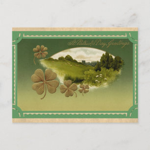 Vintage St. Patrick's Day Grüße Irisches Kleeblatt Postkarte