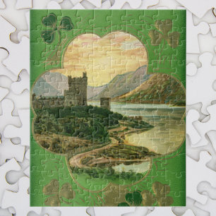 Vintage St. Patrick's Day Grüße Shamrock Schloss Puzzle