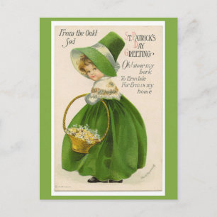 Vintage St. Patrick's Day Irische Mädchen Grün Postkarte