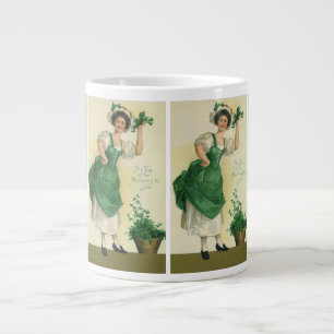 Vintage St. Patrick's Day Irische Maid mit Kleeblä Jumbo-Tasse