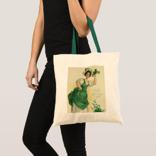 Vintage St. Patrick's Day Irische Maid mit Kleeblä Tragetasche