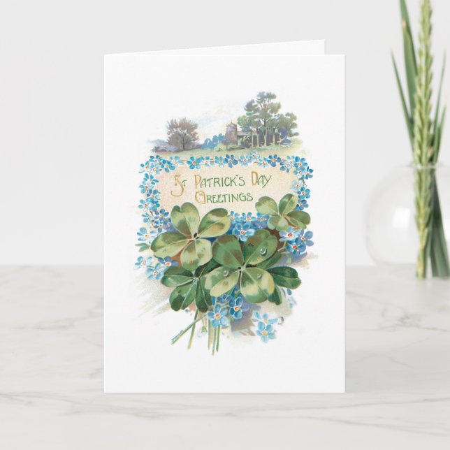 Vintage St. Patrick's Day Kleeblatts Feiertagskarte (Vorderseite)