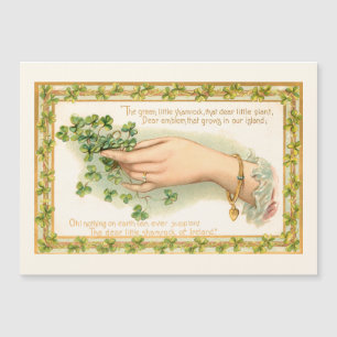 Vintage St. Patrick's Day Kleeblatts Magnetkarte
