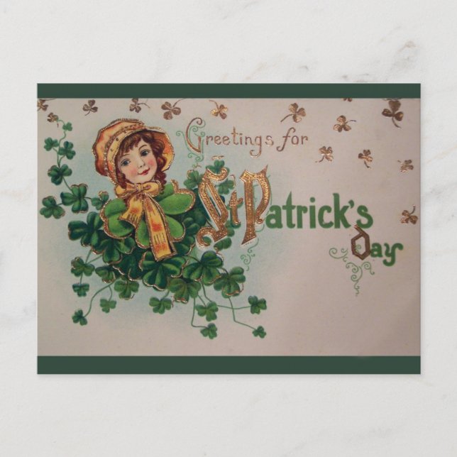 Vintage St. Patrick's Day Kleeblatts und irisches  Postkarte (Vorderseite)