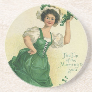 Vintage St. Patrick's Day Mädchen, Glück bringende Getränkeuntersetzer