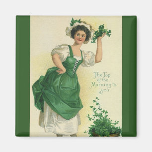 Vintage St. Patrick's Day Maid, Glücksschamrocken Magnet