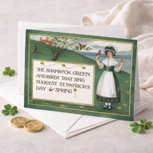 Vintage St. Patrick's Day mit irischem Mädchen Feiertagskarte