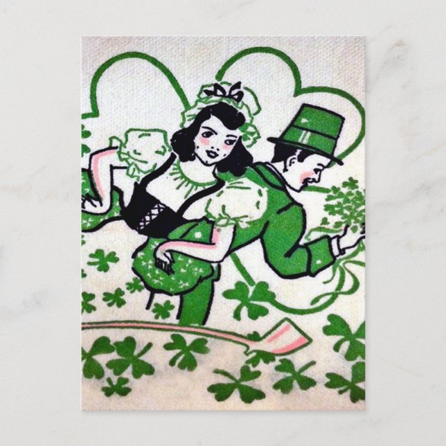 Vintage St. Patrick's Day Postkarte (Vorderseite)